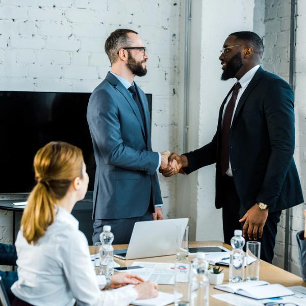 business people in a transaction